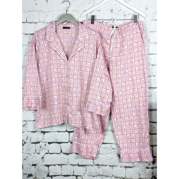 NATORI Infinity Cotton Sateen Notch PJ in Hibiscus Size XL - Picture 2 of 6